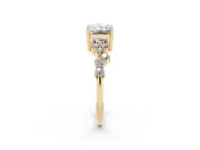 Radiant Cut Scattered Accent Engagement Ring Setting | Slim Band | Yellow Gold