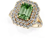 Emerald Cut Halo Split Shank Engagement Ring Setting for a Fancy Green Lab-Grown Diamond | Yellow Gold