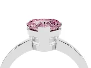 Fancy Pink Heart Cut Diamond Solitaire Ring Set in Silver with Prong Head and Smooth Polished Band