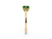 Fancy Green Princess Cut Diamond Solitaire Ring Set in Yellow gold with Cathedral Band and Prong Setting