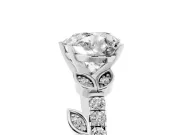 Heart-Shaped Leaf Pavé Engagement Ring Setting | Leaf Motif Shoulders | White Gold