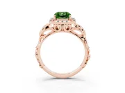 Radiant Cut Filigree Halo Engagement Ring Setting for a Fancy Green Lab-Grown Diamond | Rose Gold