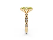 Fancy Yellow Marquise Cut Diamond Solitaire Engagement Ring Set in Yellow gold with Milgrain Bezel Accent Band
