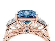 Princess Cut Three Stone Engagement Ring Setting for a Fancy Blue Lab-Grown Diamond | Braided Band | Rose Gold