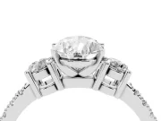 Pear-Shaped Three Stone Pavé Engagement Ring Setting | Round Side Stones | Platinum