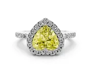 Heart-Shaped Pave Halo Engagement Ring Setting for a Fancy Yellow Lab-Grown Diamond | Pave Band | Sterling Silver