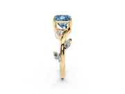 Princess Cut Twisted Vine Engagement Ring Setting for a Fancy Blue Lab-Grown Diamond | Yellow Gold