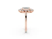 Emerald Cut Floral Double Halo Engagement Ring Setting | Plain Band | Rose Gold