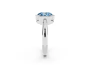 Oval Halo Engagement Ring Setting for a Fancy Blue Lab-Grown Diamond | Plain Band | White Gold