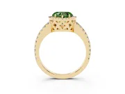 Heart-Shaped Pave Halo Engagement Ring Setting for a Fancy Green Lab-Grown Diamond | Yellow Gold