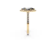 Marquise Halo Engagement Ring Setting for a Black Center | Pavé Shoulders | Yellow Gold