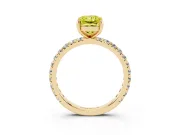 Radiant Cut Pavé Solitaire Engagement Ring Setting for a Fancy Yellow Lab-Grown Diamond | Yellow Gold