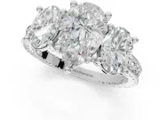 Pear-Shaped Vintage Three Stone Engagement Ring Setting | Graduated Pavé | Sterling Silver