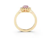 Pear-Shaped Scalloped Halo Engagement Ring Setting for a Fancy Pink Lab-Grown Diamond | Yellow Gold