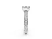 Asscher Cut Pavé Solitaire Engagement Ring Setting | Domed Pavé Band | White Gold
