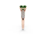 Asscher Cut Multi Row Pave Engagement Ring Setting for a Fancy Green Lab-Grown Diamond | Rose Gold