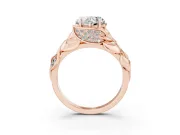 Heart-Shaped Leaf Bypass Engagement Ring Setting | Pave Leaf Accents | Rose Gold