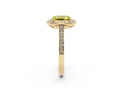Emerald Cut Petal Tip Halo Engagement Ring Setting for a Fancy Yellow Lab-Grown Diamond | Pavé Band | Yellow Gold