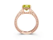 Asscher Cut Engraved Engagement Ring Setting for a Fancy Yellow Lab-Grown Diamond | Rose Gold