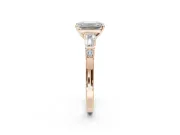 Emerald Cut Tapered Baguette Engagement Ring Setting | Bar Set Sides | Rose Gold