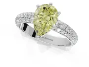 Pear-Shaped Domed Pavé Engagement Ring Setting for a Fancy Yellow Lab-Grown Diamond | Platinum