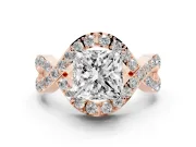 Princess Cut Infinity Twist Pavé Engagement Ring Setting | Crossover Ribbons | Rose Gold