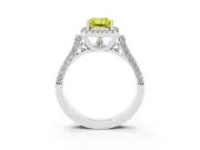 Radiant Cut Halo Engagement Ring Setting for a Fancy Yellow Lab-Grown Diamond | Pavé Panel Shoulders | White Gold