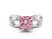 Princess Cut Loop Engagement Ring Setting for a Fancy Pink Lab-Grown Diamond | White Gold