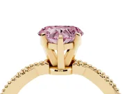 Heart-Shaped Twisted Engagement Ring Setting for a Fancy Pink Lab-Grown Diamond | Beaded Twist | Yellow Gold