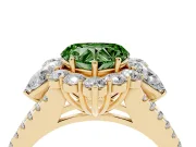 Heart-Shaped Scalloped Halo Engagement Ring Setting for a Fancy Green Lab-Grown Diamond | Pear Side Stones | Yellow Gold