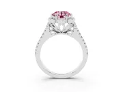 Round Petal Frame Floral Halo Engagement Ring Setting for a Fancy Pink Lab-Grown Diamond | Pavé Split Shank | White Gold