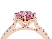 Cushion Cut Floral Petal Engagement Ring Setting for a Fancy Pink Lab-Grown Diamond | Petal Accents | Rose Gold