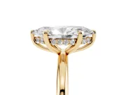 Marquise Hidden Halo Engagement Ring Setting | Thin Plain Band | Yellow Gold