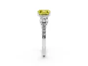 Fancy Yellow Three-Stone Asscher Cut Diamond Pavé Band Ring Set in Silver with Prong-Set Trio