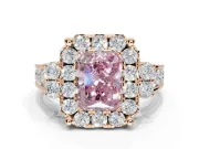 Radiant Cut Halo Engagement Ring Setting for a Fancy Pink Lab-Grown Diamond | Graduated Channel Band | Rose Gold