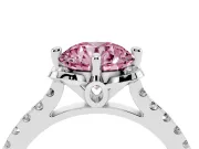 Round Floral Engagement Ring Setting for a Fancy Pink Lab-Grown Diamond | Pavé Band | Platinum