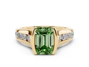 Emerald Cut Half Bezel Engagement Ring Setting for a Fancy Green Lab-Grown Diamond | Yellow Gold