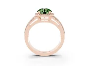 Round Halo Engagement Ring Setting for a Fancy Green Lab-Grown Diamond | Split Shank | Rose Gold