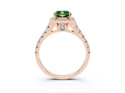 Cushion Cut Accented Halo Engagement Ring Setting for a Fancy Green Lab-Grown Diamond | Rose Gold