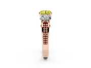 Round Engagement Ring Setting for a Fancy Yellow Lab-Grown Diamond | Three Stone | Rose Gold