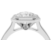 Radiant Cut Vintage Milgrain Halo Engagement Ring Setting | Bezel Head | Platinum