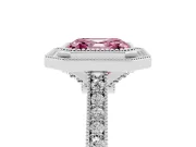 Asscher Cut Halo Engagement Ring Setting for a Fancy Pink Lab-Grown Diamond | Sterling Silver - Design NV-24721