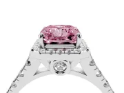 Radiant Cut Halo Engagement Ring Setting for a Fancy Pink Lab-Grown Diamond | Shared Prong Shoulders | Sterling Silver