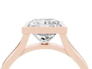 Bezel Set Princess Cut Diamond Solitaire Ring Set in Rose gold with Tapered Band