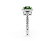 Asscher Cut Pave Halo Engagement Ring Setting for a Fancy Green Lab-Grown Diamond | White Gold
