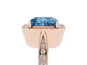 Radiant Cut Milgrain Halo Engagement Ring Setting for a Fancy Blue Lab-Grown Diamond | Side Stones | Rose Gold