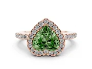 Heart-Shaped Pave Halo Engagement Ring Setting for a Fancy Green Lab-Grown Diamond | Pave Band | Rose Gold