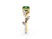 Princess Cut Twisted Vine Engagement Ring Setting for a Fancy Green Lab-Grown Diamond | Yellow Gold