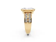 Marquise Half Bezel Engagement Ring Setting | Double Row Channel Band | Yellow Gold