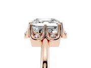 Asscher Cut Scalloped Petal Halo Engagement Ring Setting | Plain Band | Rose Gold